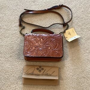 NWT Patricia Nash Tan Tooled Leather Crossbody Bag